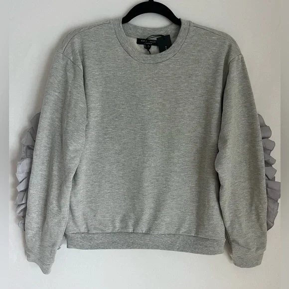 Romeo & Juliet Couture Light Gray Ruffle Sleeve Sweatshirt - Picture 7 of 8